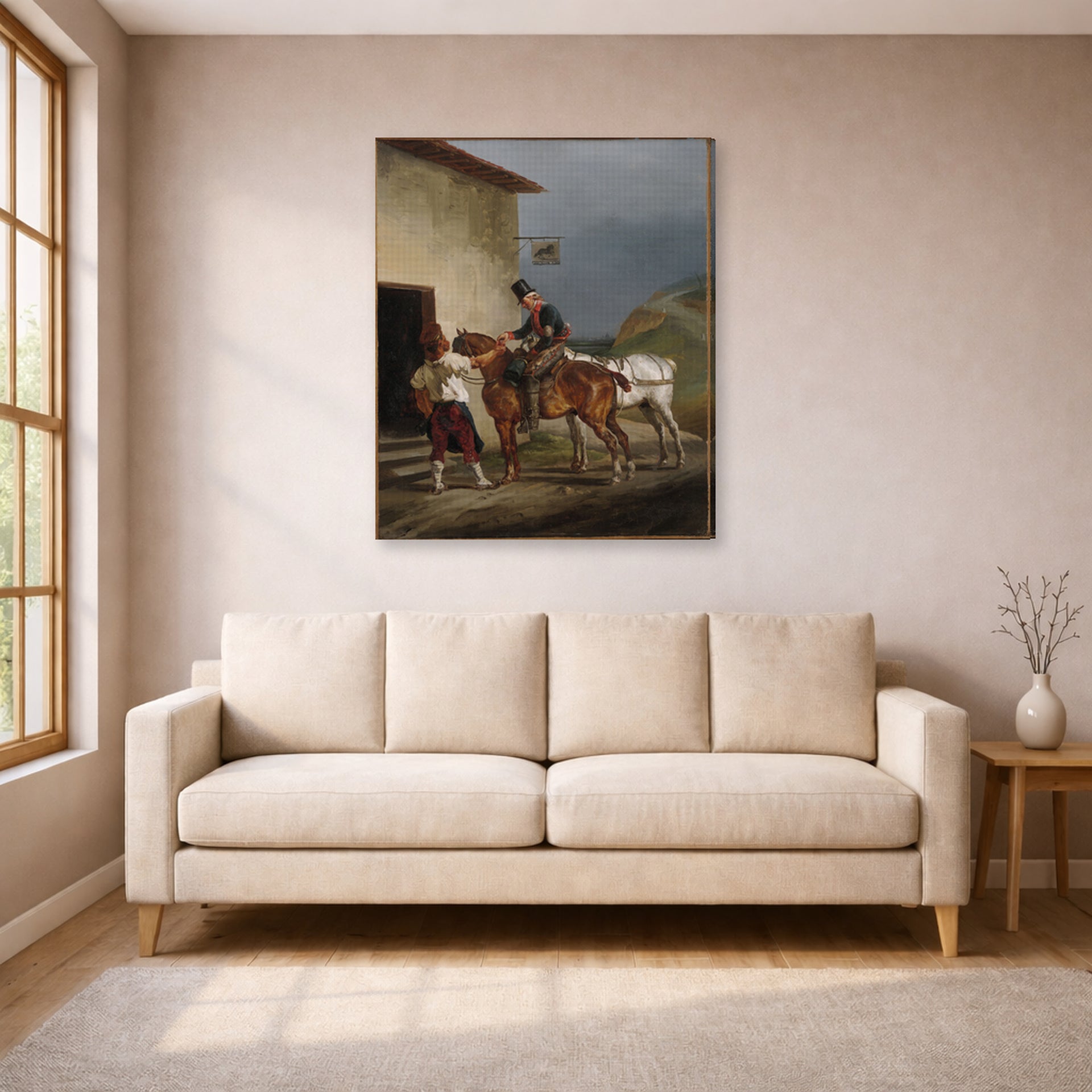 Theodore Gericault - The White Horse Tavern - gallery wrap lifestyle living room 1