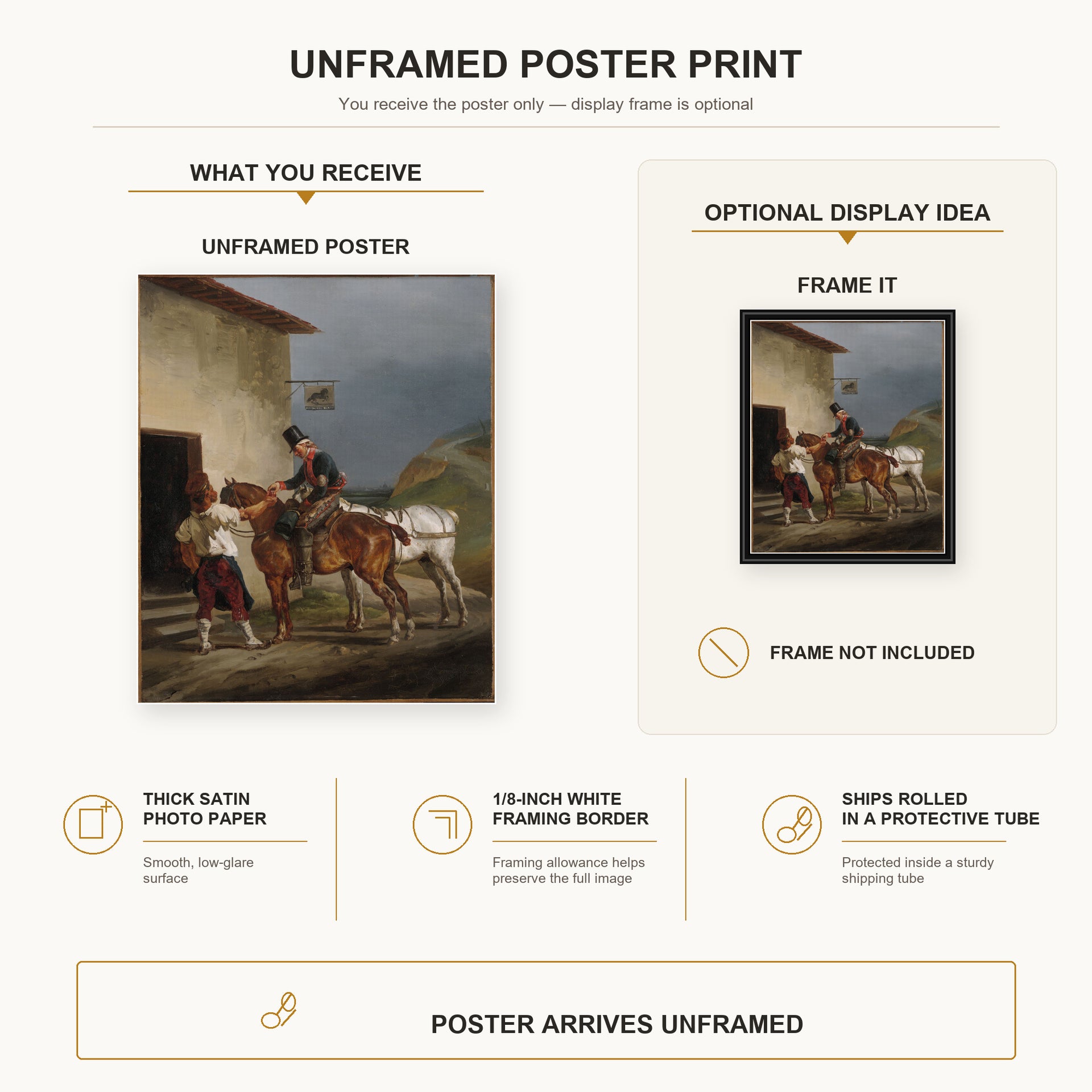 Theodore Gericault - The White Horse Tavern - poster print combined product and display infographic