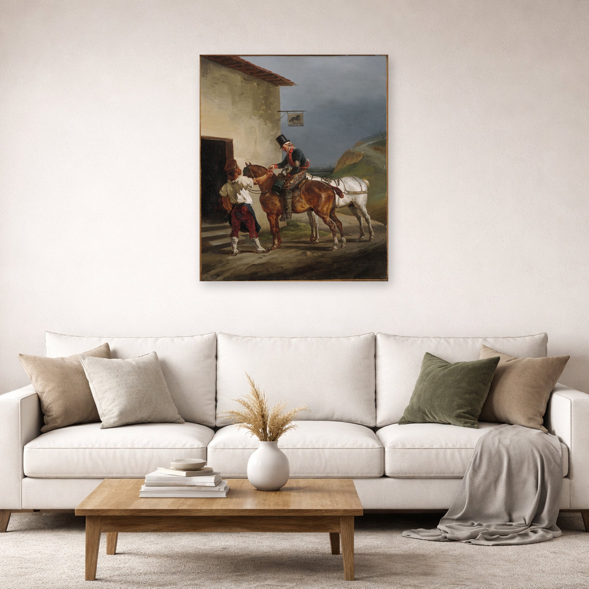 Theodore Gericault - The White Horse Tavern - poster print lifestyle living room 2 unframed