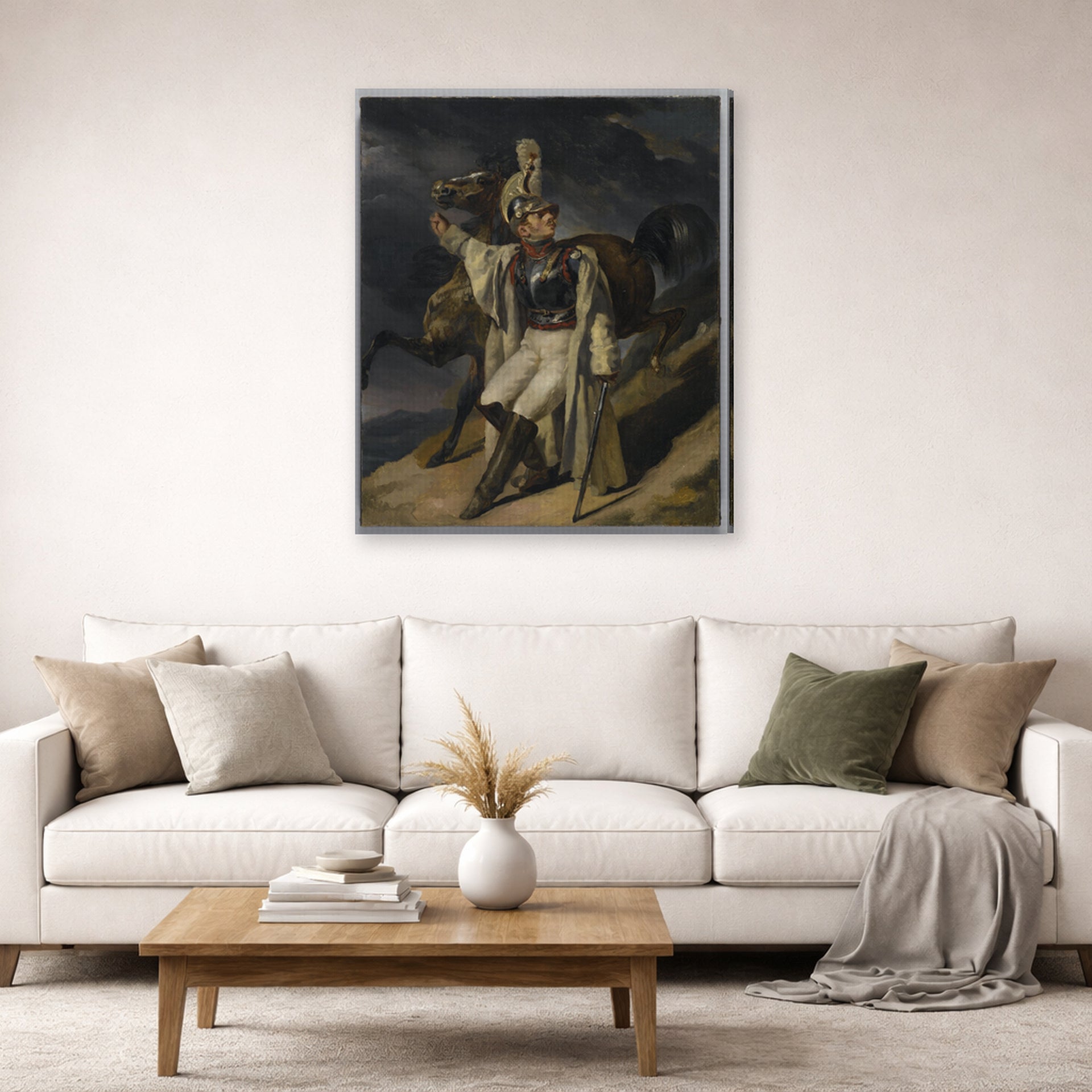 Theodore Gericault - The Wounded Cuirassier - gallery wrap lifestyle living room 2