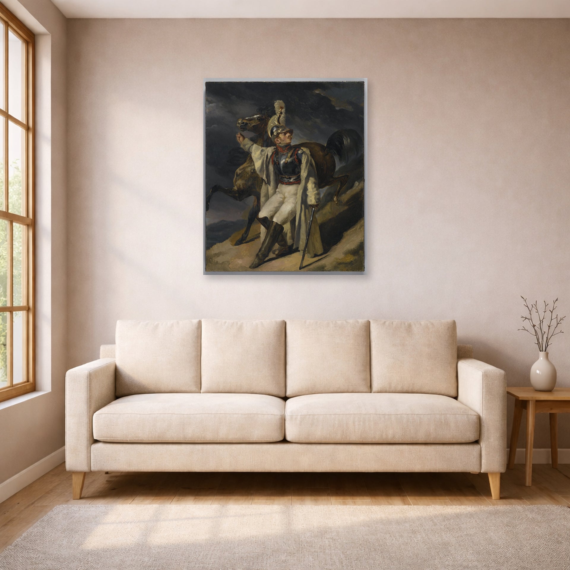 Theodore Gericault - The Wounded Cuirassier - poster print lifestyle living room 1 unframed