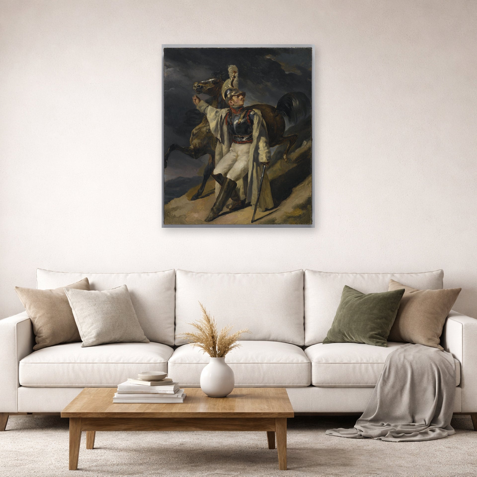 Theodore Gericault - The Wounded Cuirassier - poster print lifestyle living room 2 unframed