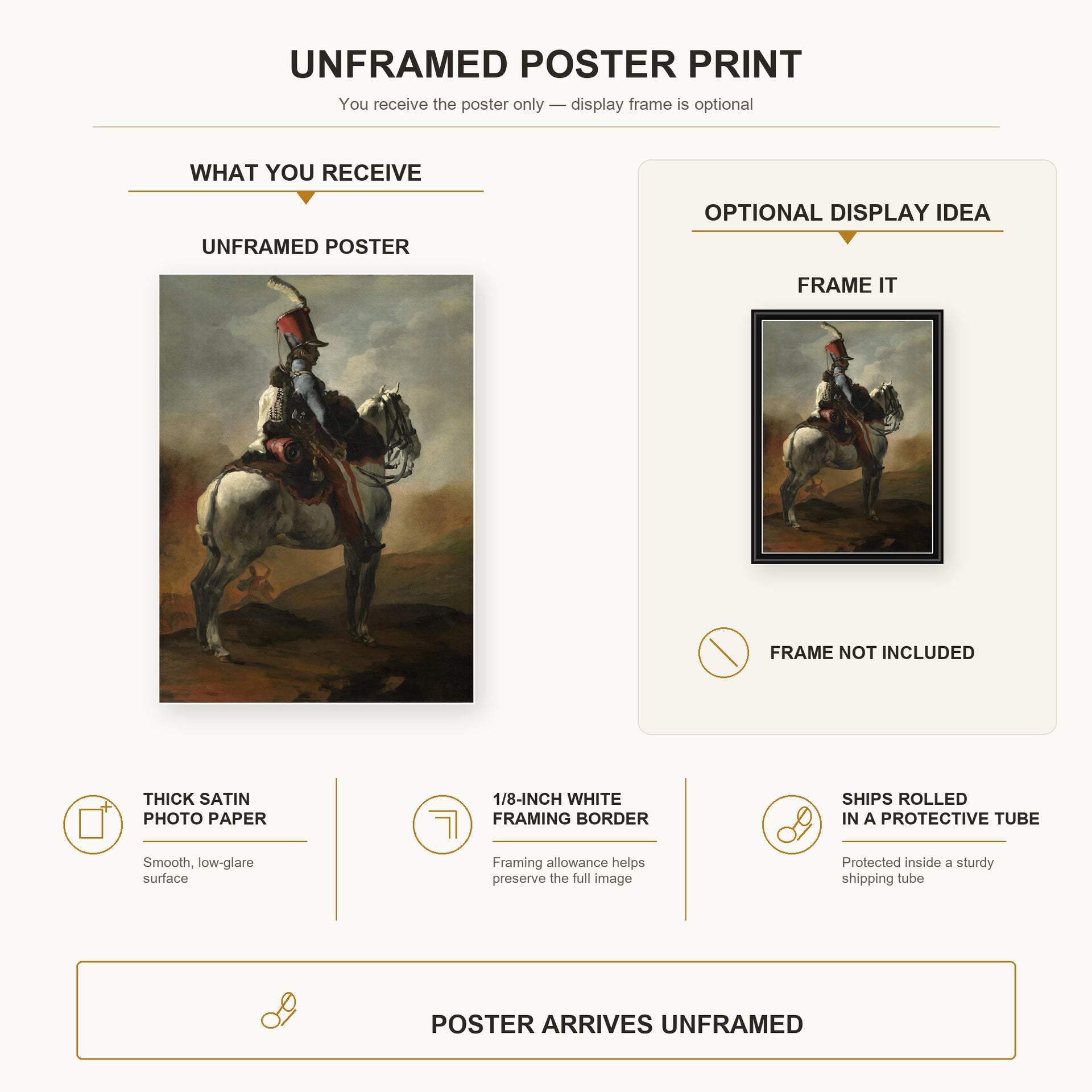 Theodore Gericault - Trumpeter of the Hussars - poster print combined product and display infographic
