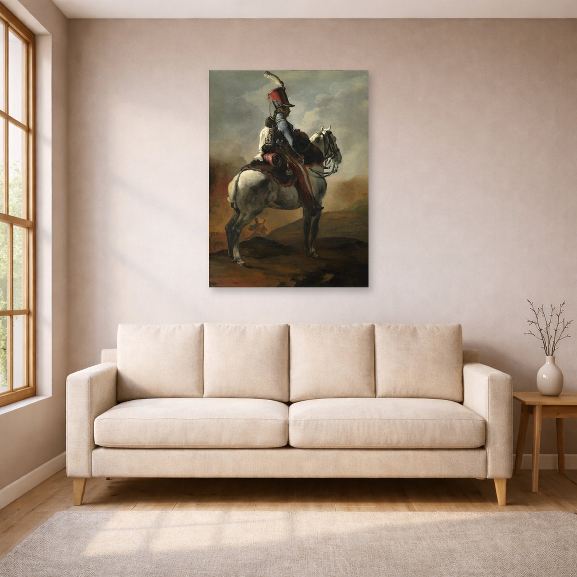 Theodore Gericault - Trumpeter of the Hussars - poster print lifestyle living room 1 unframed