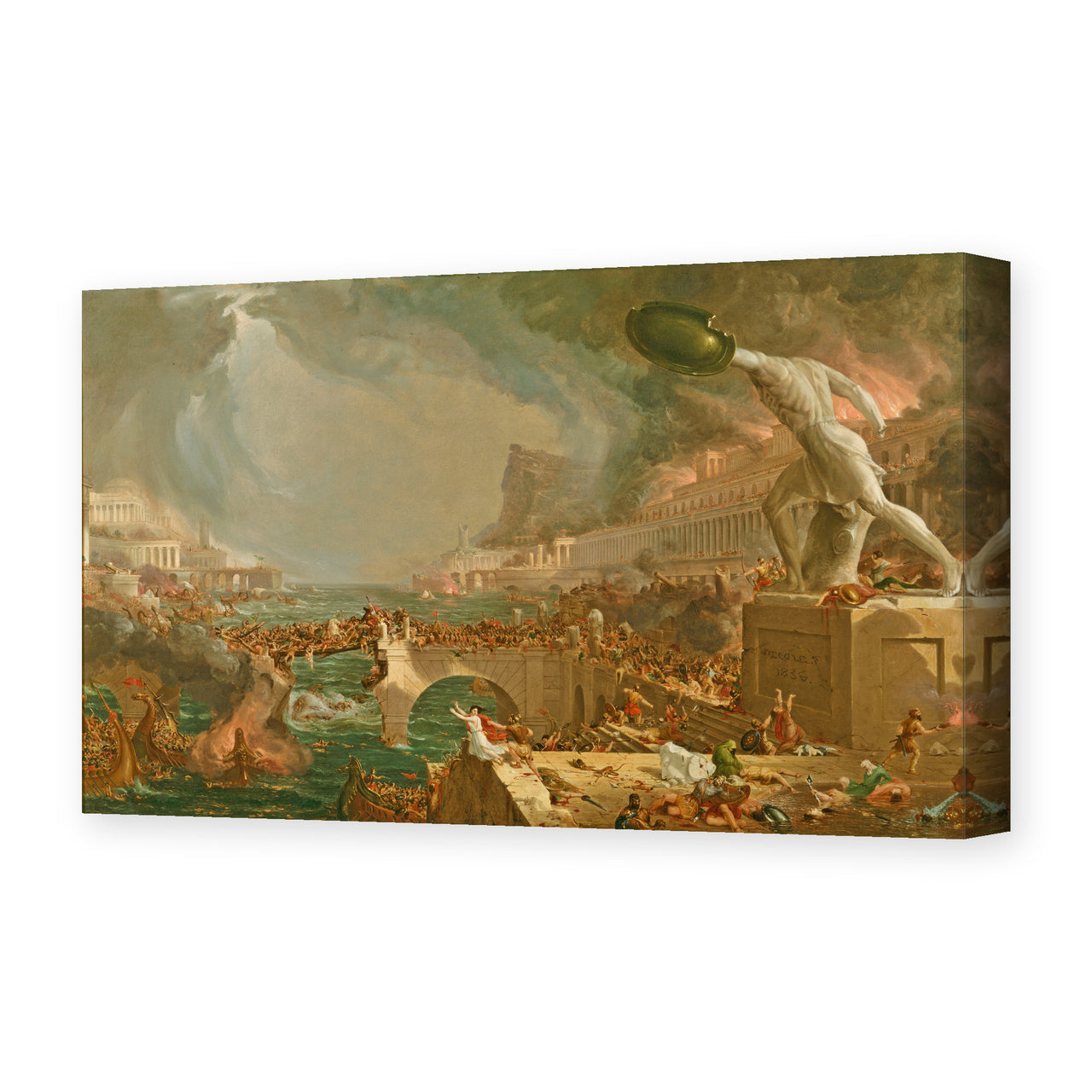 Thomas Cole's 'Course Of Empire Destruction' painting reproduced as a gallery-wrapped canvas print