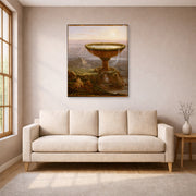 Gallery-wrapped canvas print of Thomas Cole's Der Pokal des Riesen displayed on a wall in a living room