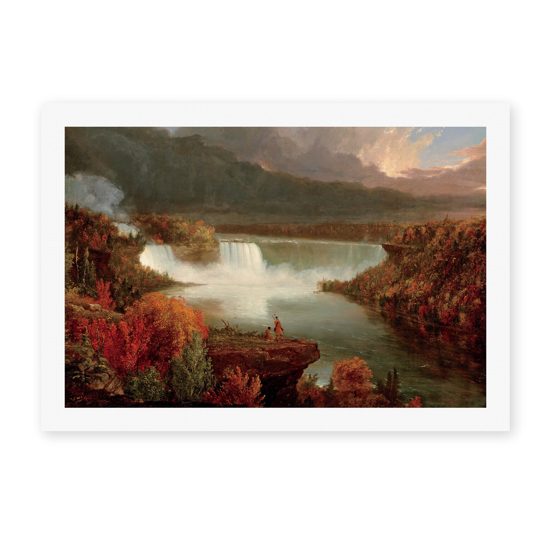 Thomas Cole's 'Distant View of Niagara Falls' painting reproduced as a rolled canvas print