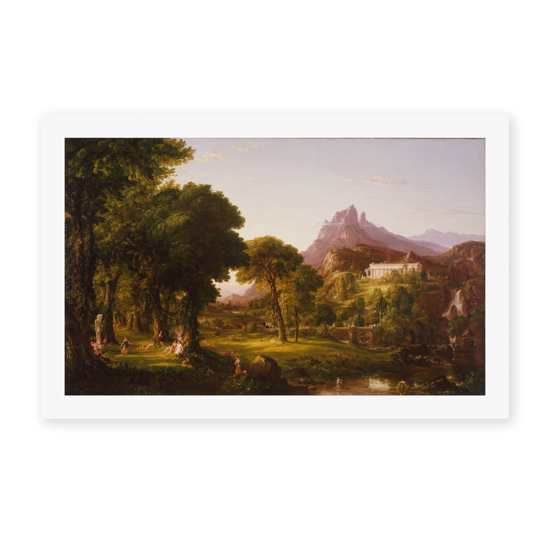 Thomas Cole's 'Dream of Arcadia' painting reproduced as a rolled canvas print