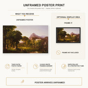 Thomas Cole - Dream of Arcadia poster print size comparison and framing display infographic