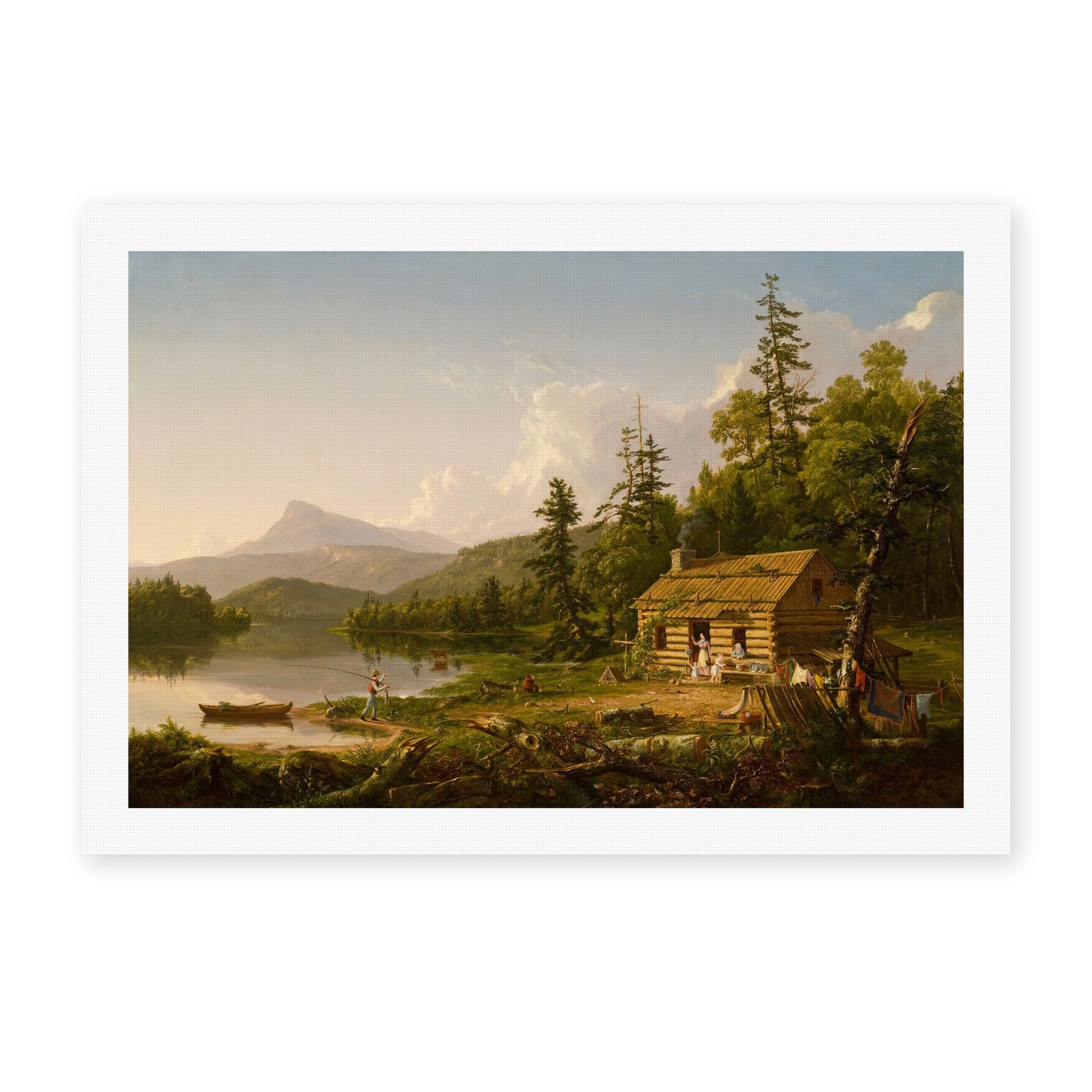 Thomas Cole's 'Home in the Woods' painting reproduced as a rolled canvas print