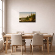 Gallery-wrapped canvas print of Thomas Cole's Home in the Woods displayed on a wall in a dining room