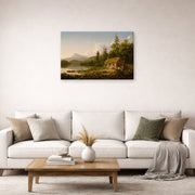 Gallery-wrapped canvas print of Thomas Cole's Home in the Woods displayed on a wall in a living room