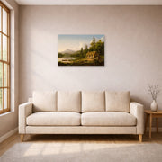 Unframed poster print of Thomas Cole's Home in the Woods displayed on a wall in a living room