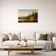 Unframed poster print of Thomas Cole's Home in the Woods displayed on a wall in a living room