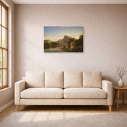 Gallery-wrapped canvas print of Thomas Cole's L'Allegro displayed on a wall in a living room
