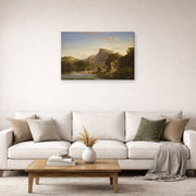 Gallery-wrapped canvas print of Thomas Cole's L'Allegro displayed on a wall in a living room