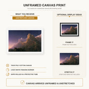 Thomas Cole - Prometheus Bound canvas print size comparison and framing display infographic