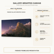 Thomas Cole - Prometheus Bound gallery wrap canvas construction and hanging details infographic