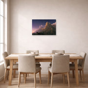 Unframed poster print of Thomas Cole's Prometheus Bound displayed on a wall in a dining room
