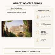 Thomas Cole - The Architect's Dream gallery wrap canvas construction and hanging details infographic