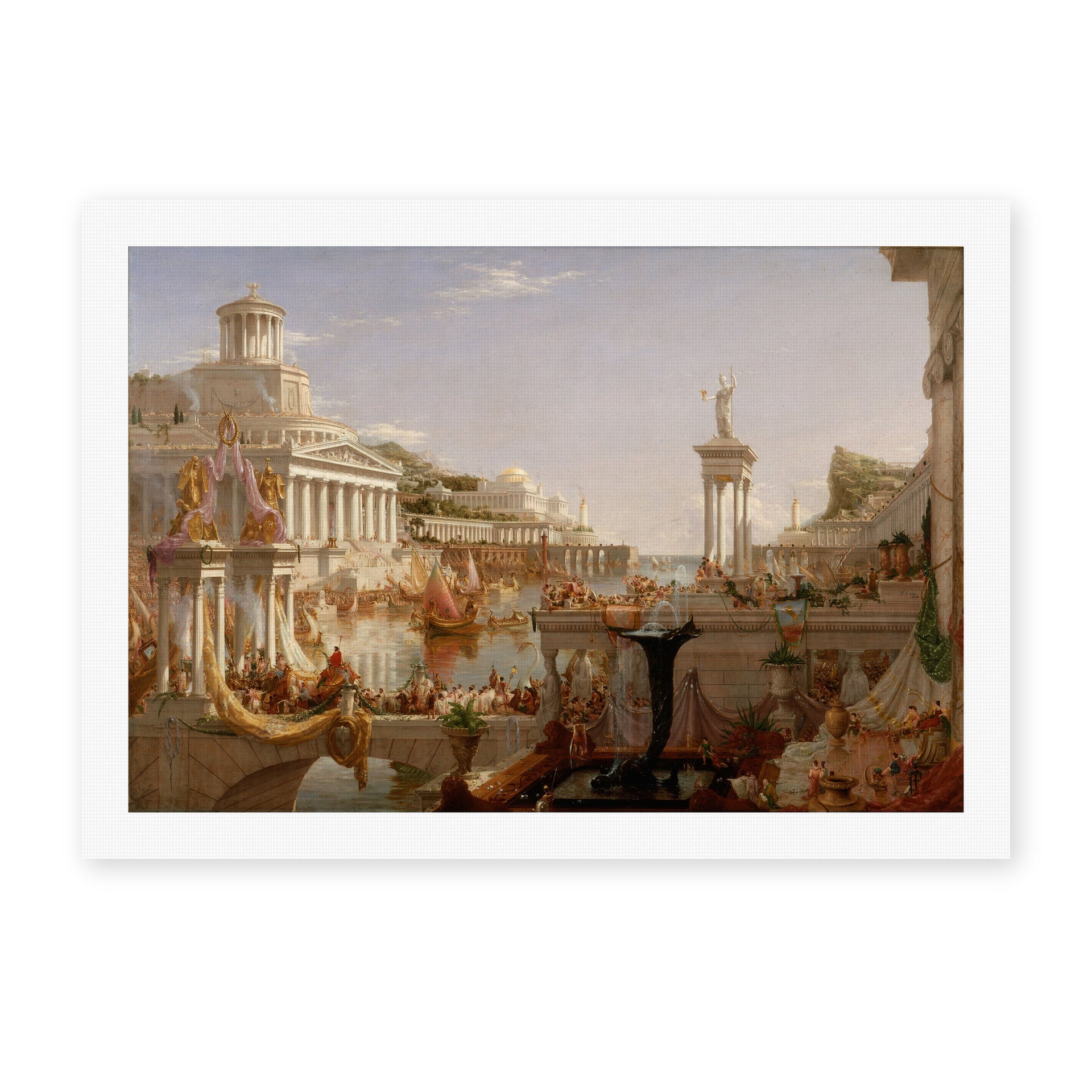 Thomas Cole's 'The Course of Empire Consummation' painting reproduced as a rolled canvas print