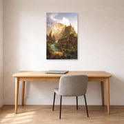 Unframed poster print of Thomas Cole's The Fountain of Vaucluse displayed on a wall in a office