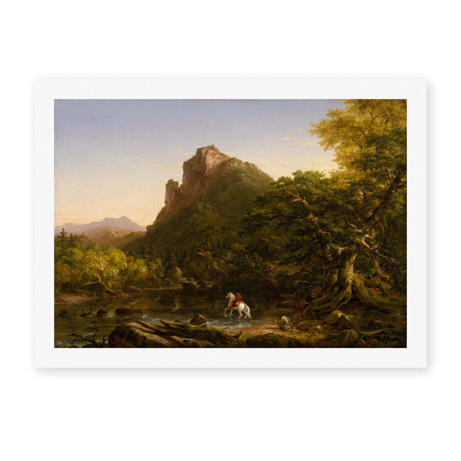 Thomas Cole's 'The Mountain Ford' painting reproduced as a rolled canvas print