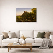 Gallery-wrapped canvas print of Thomas Cole's The Mountain Ford displayed on a wall in a living room