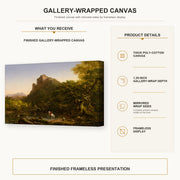 Thomas Cole - The Mountain Ford gallery wrap canvas construction and hanging details infographic