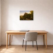 Unframed poster print of Thomas Cole's The Mountain Ford displayed on a wall in a office