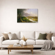 Gallery-wrapped canvas print of Thomas Cole's The Oxbow (The Connecticut River near Northampton 1836) displayed on a wall in a living room