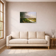 Unframed poster print of Thomas Cole's The Oxbow (The Connecticut River near Northampton 1836) displayed on a wall in a living room