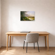 Unframed poster print of Thomas Cole's The Oxbow (The Connecticut River near Northampton 1836) displayed on a wall in a office