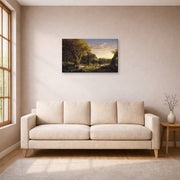 Gallery-wrapped canvas print of Thomas Cole's The Picnic displayed on a wall in a living room
