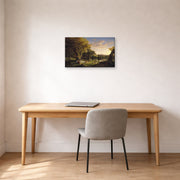 Gallery-wrapped canvas print of Thomas Cole's The Picnic displayed on a wall in a office