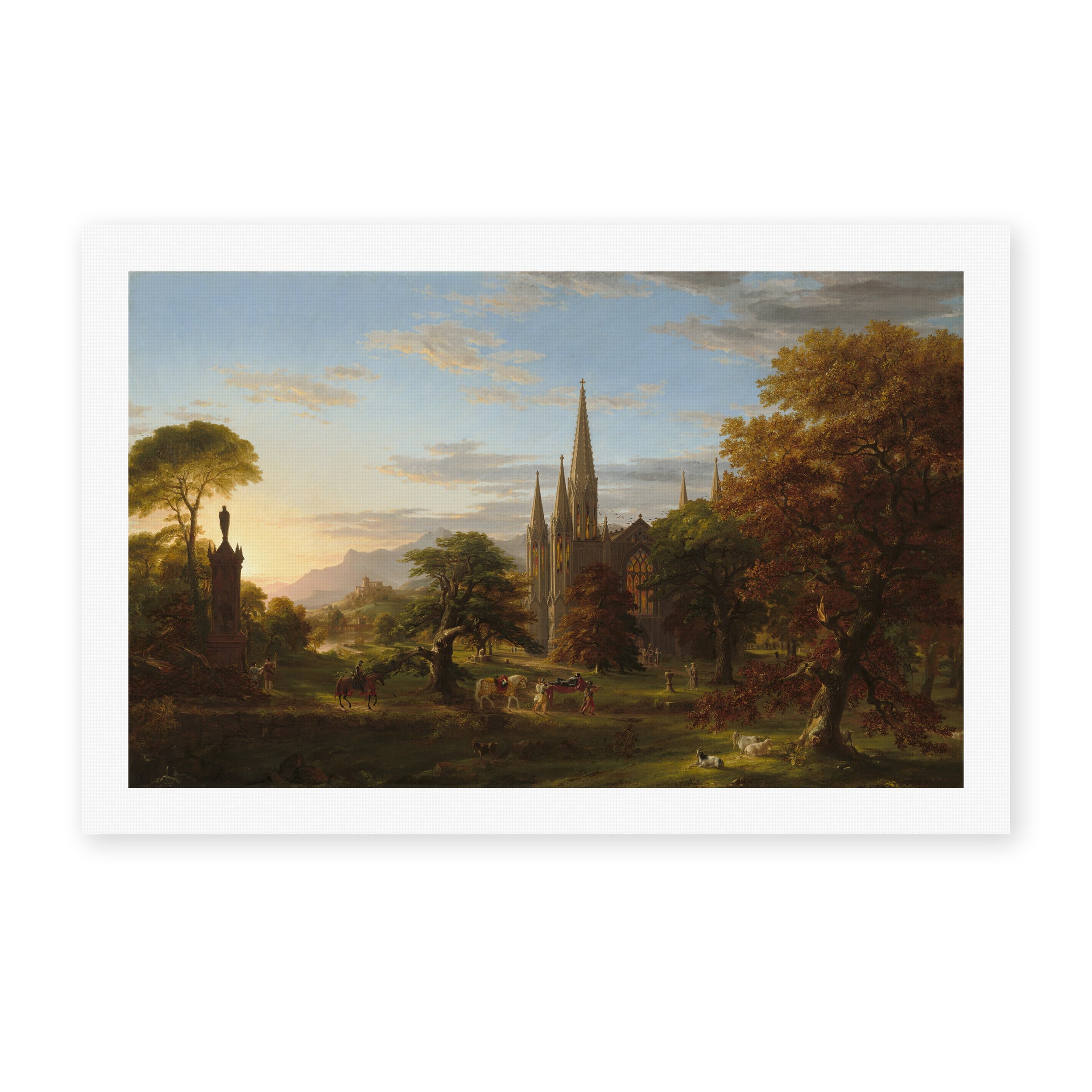 Thomas Cole's 'The Return' painting reproduced as a rolled canvas print