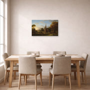 Gallery-wrapped canvas print of Thomas Cole's The Return displayed on a wall in a dining room