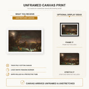 Thomas Cole - The Voyage of Life (Manhood) canvas print size comparison and framing display infographic