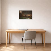 Unframed poster print of Thomas Cole's The Voyage of Life (Manhood) displayed on a wall in a office