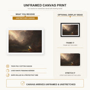 Thomas Cole - The Voyage of Life (Old Age) canvas print size comparison and framing display infographic