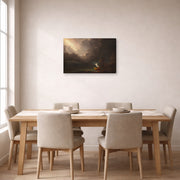 Gallery-wrapped canvas print of Thomas Cole's The Voyage of Life (Old Age) displayed on a wall in a dining room