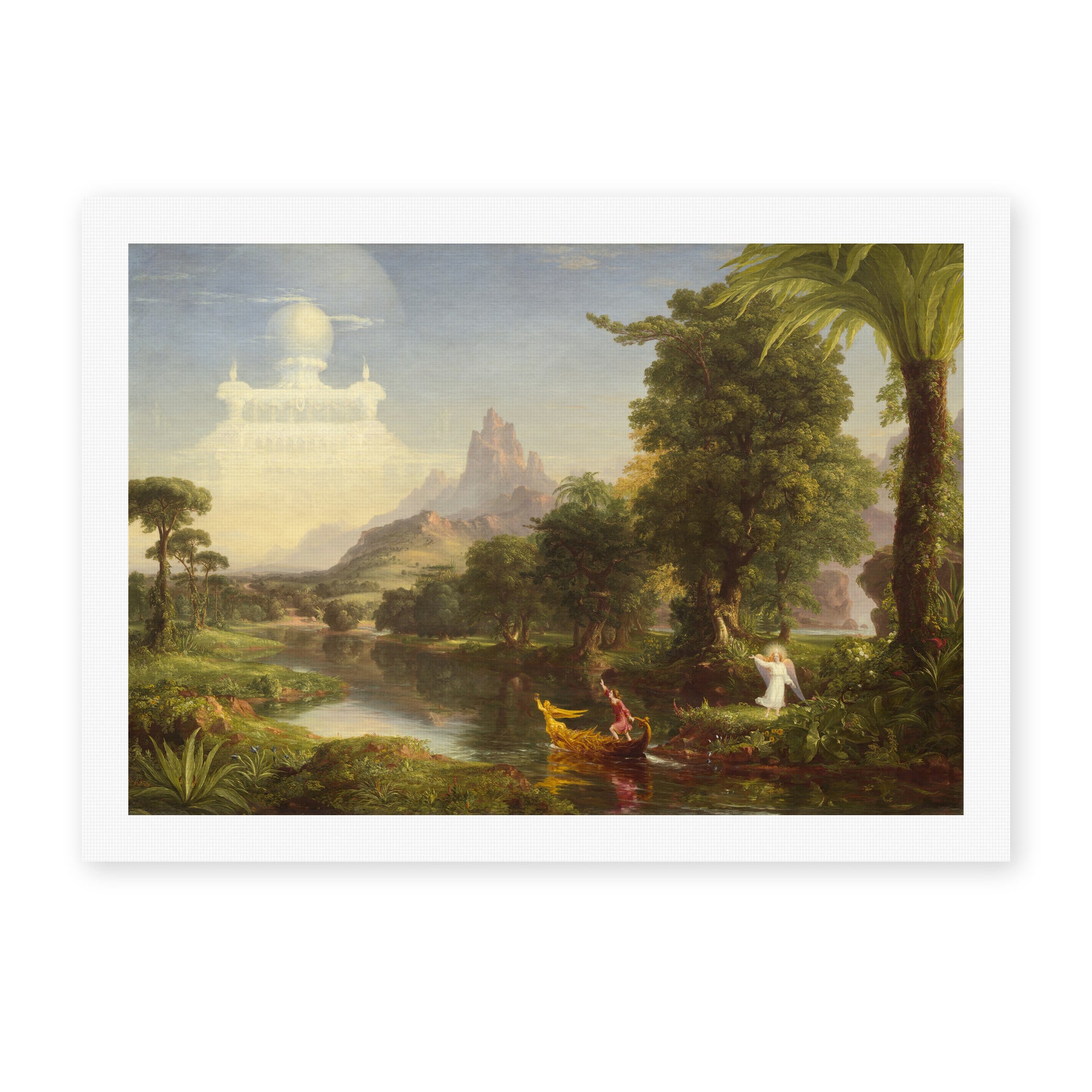 Thomas Cole's 'The Voyage of Life (Youth)' painting reproduced as a rolled canvas print