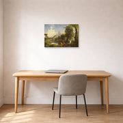 Gallery-wrapped canvas print of Thomas Cole's The Voyage of Life (Youth) displayed on a wall in a office