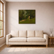Gallery-wrapped canvas print of Thomas Eakins's Arcadia displayed on a wall in a living room