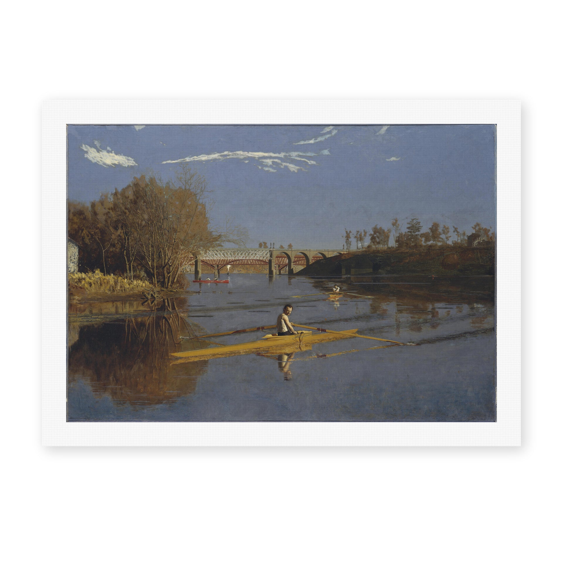 Thomas Eakins's 'Max Schmitt in a Single Scull' painting reproduced as a rolled canvas print, an 1871 painting of a rowing champion on Philadelphia's Schuylkill River