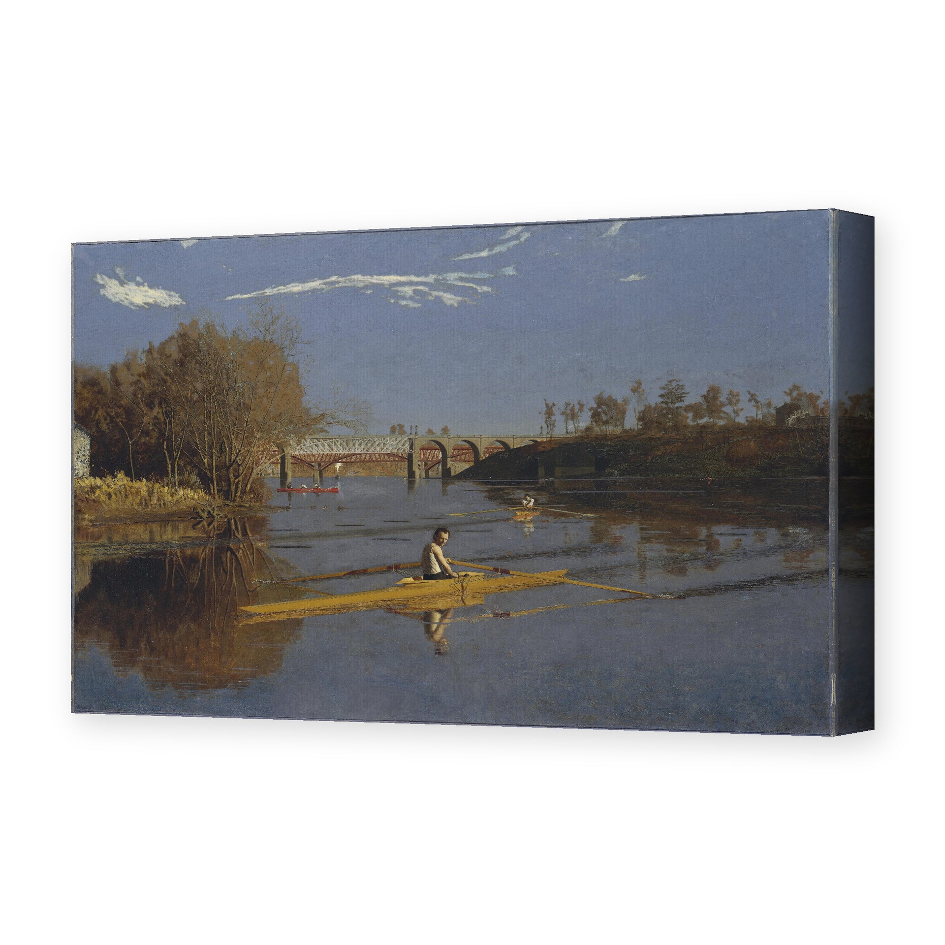 Thomas Eakins's 'Max Schmitt in a Single Scull' painting reproduced as a gallery-wrapped canvas print, an 1871 painting of a rowing champion on Philadelphia's Schuylkill River