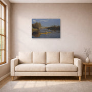 Gallery-wrapped canvas print of Thomas Eakins's Max Schmitt in a Single Scull displayed on a wall in a living room