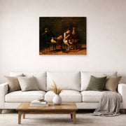 Gallery-wrapped canvas print of Thomas Eakins's The Courtship displayed on a wall in a living room