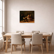 Unframed poster print of Thomas Eakins's The Courtship displayed on a wall in a dining room
