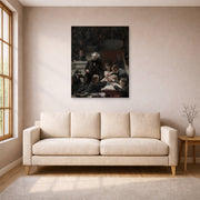 Unframed poster print of Thomas Eakins's The Gross Clinic displayed on a wall in a living room